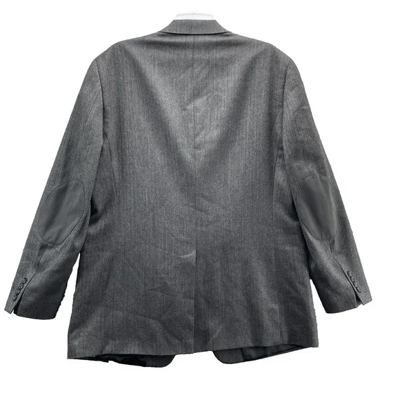 Stafford 100% Wool Blazer Men's 44L Herringbone Elbow Patch Corp Business Career